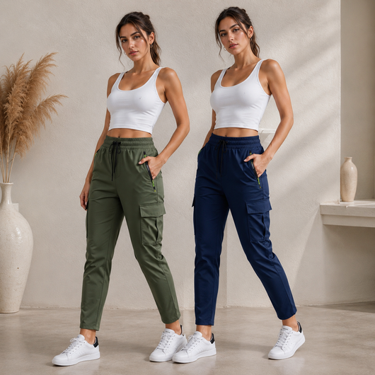 2-Pcs Women's Drawstring Work Pants